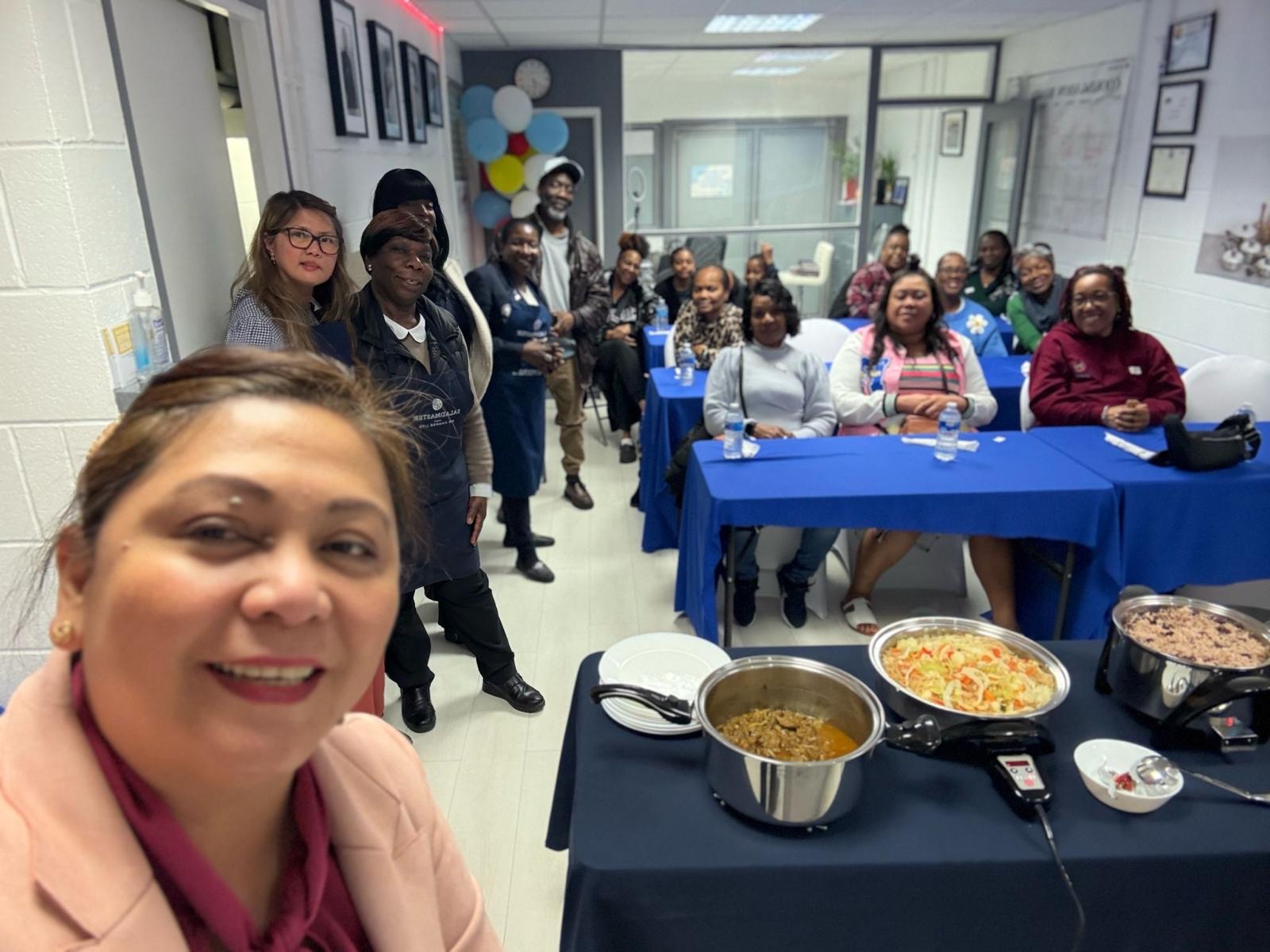A full audience at one of Verna's cooking demonstrations
